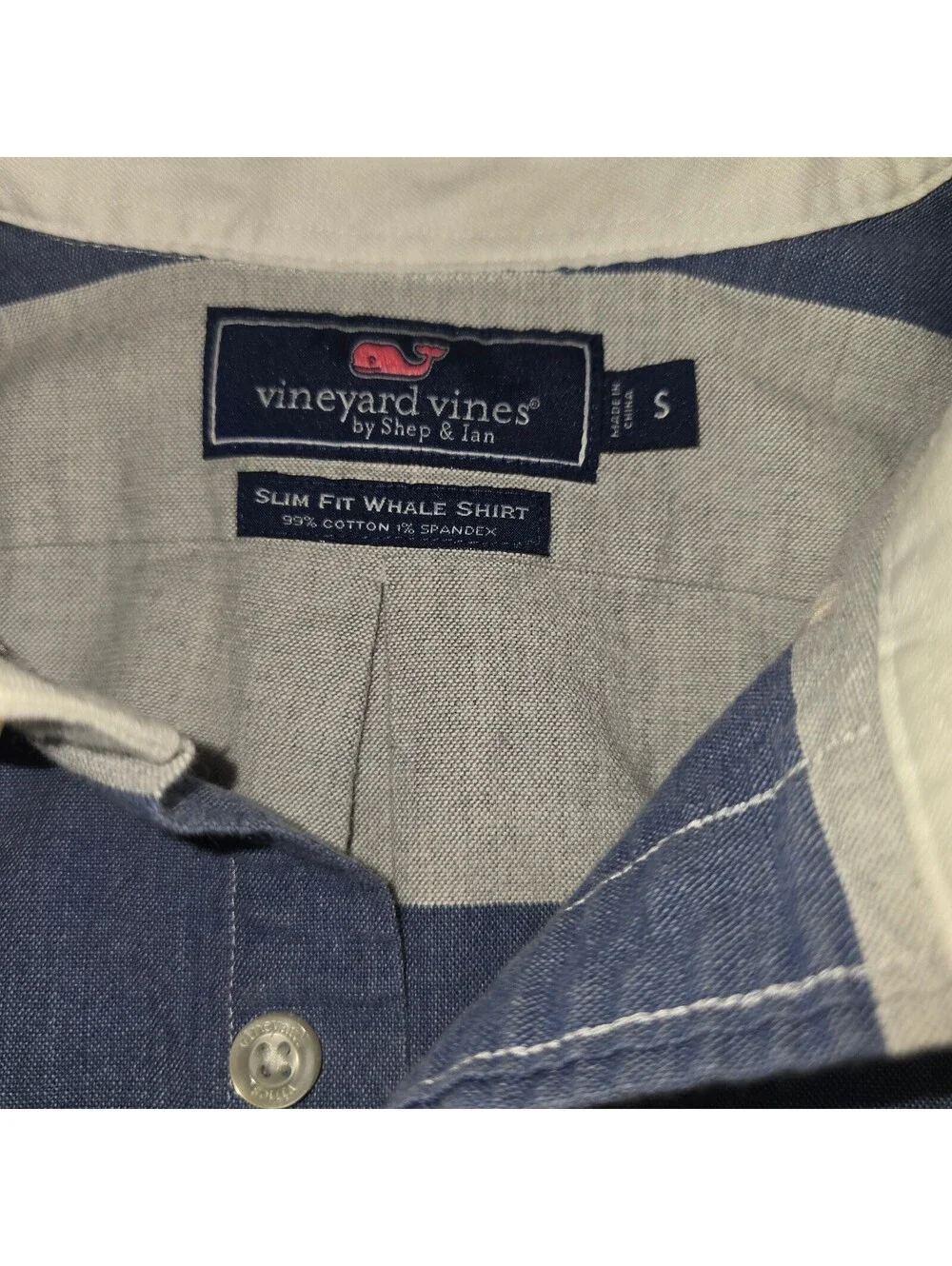 Vineyard Vines Slim Fit Whale Shirt Blue and White Striped Button-Up